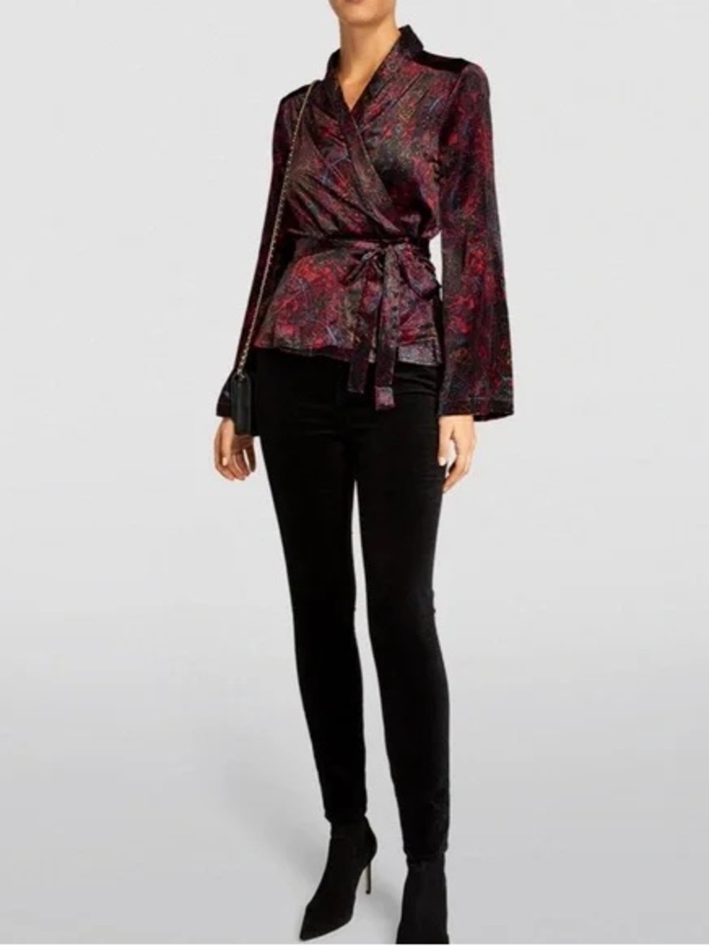 L'AGENCE Olive Bohemian Printed Wrap Blouse